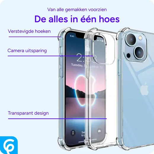 Apple iPhone 14 Hoesje Schokbestendig en Dun TPU Transparant afbeelding 2