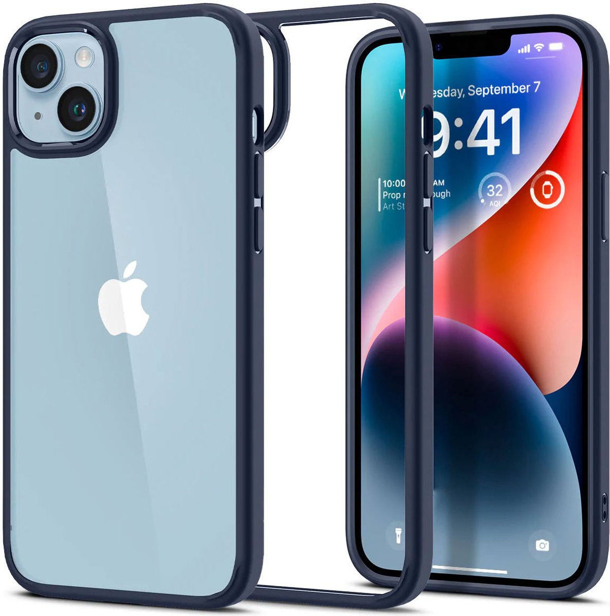 Apple iPhone 14 Hoesje Armor Back Cover Transparant Blauw afbeelding 1