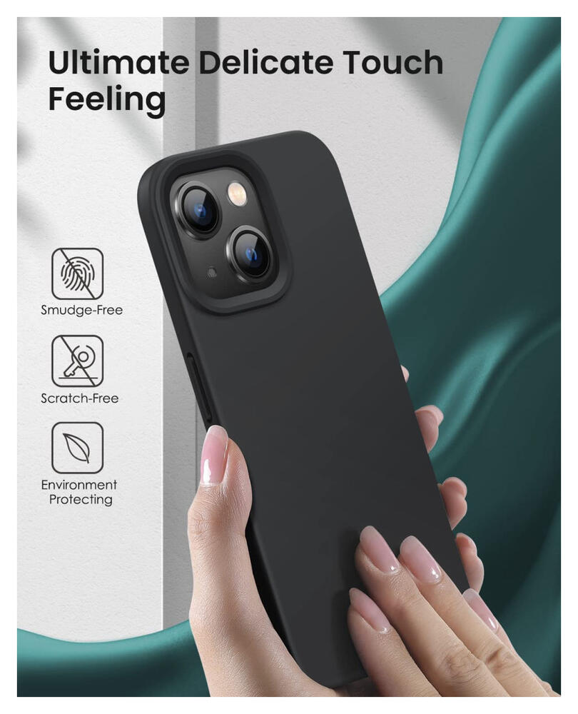 Apple iPhone 14 Hoesje Siliconen Back Cover Zwart afbeelding 3