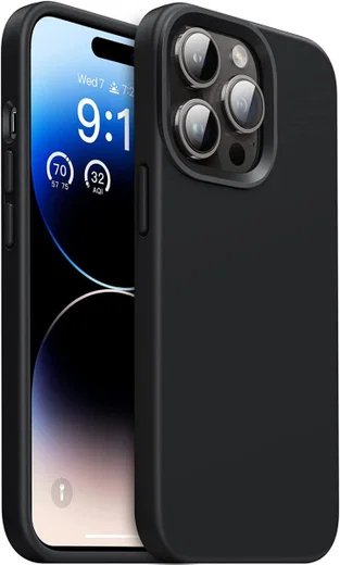 Apple iPhone 14 Pro Hoesje Siliconen Back Cover Zwart afbeelding 1