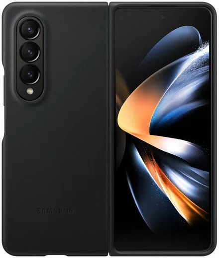 Origineel Samsung Galaxy Z Fold 4 Hoesje Leather Cover Zwart afbeelding 1