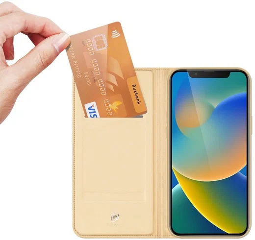 Dux Ducis Skin Pro Series Apple iPhone 14 Hoesje Portemonnee Goud afbeelding 2