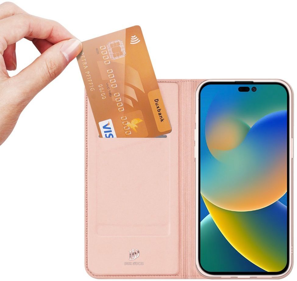 Dux Ducis Skin Pro Series Apple iPhone 14 Pro Max Hoesje Wallet Roze afbeelding 1