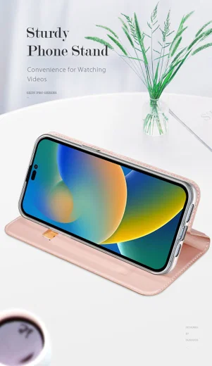 Dux Ducis Skin Pro Series Apple iPhone 14 Pro Max Hoesje Wallet Roze afbeelding 9