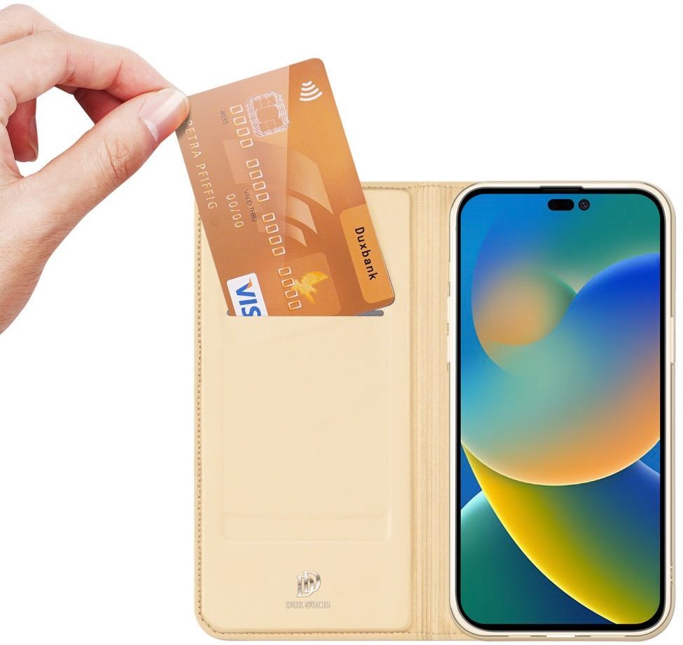 Dux Ducis Skin Pro Series Apple iPhone 14 Pro Max Hoesje Wallet Goud afbeelding 1
