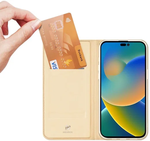 Dux Ducis Skin Pro Series Apple iPhone 14 Pro Max Hoesje Wallet Goud afbeelding 1