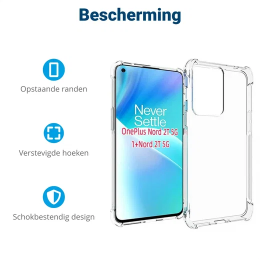 OnePlus Nord 2T Hoesje Schokbestendig en Dun TPU Transparant afbeelding 7