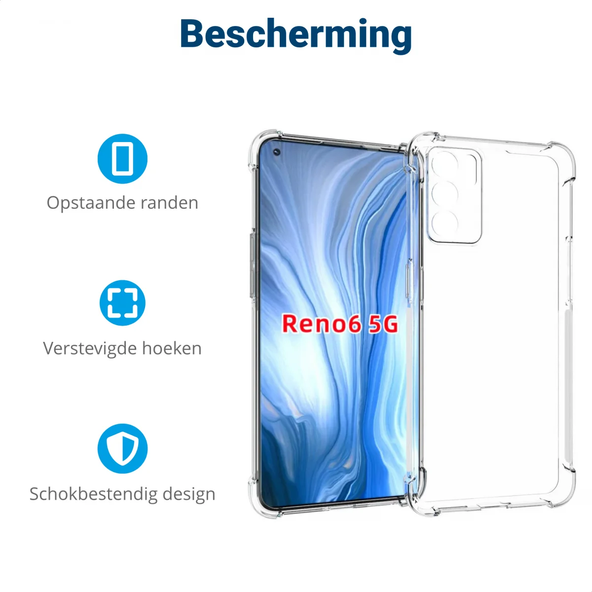 Oppo Reno 6 5G Hoesje Schokbestendig en Dun TPU Transparant afbeelding 5