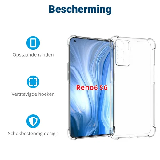 Oppo Reno 6 5G Hoesje Schokbestendig en Dun TPU Transparant afbeelding 5