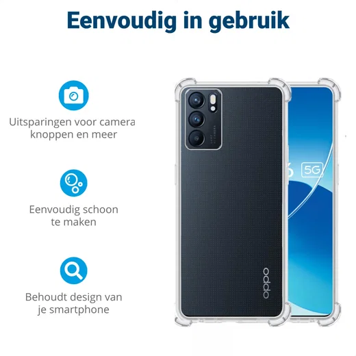 Oppo Reno 6 5G Hoesje Schokbestendig en Dun TPU Transparant afbeelding 7