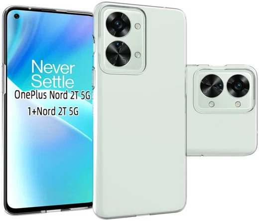 OnePlus Nord 2T Hoesje Dun TPU Back Cover Transparant afbeelding 2