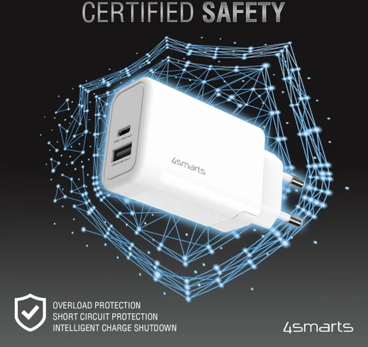 4smarts VoltPlug 45W GaN USB/USB-C Snellader met USB-C Kabel 1.8M Wit afbeelding 5