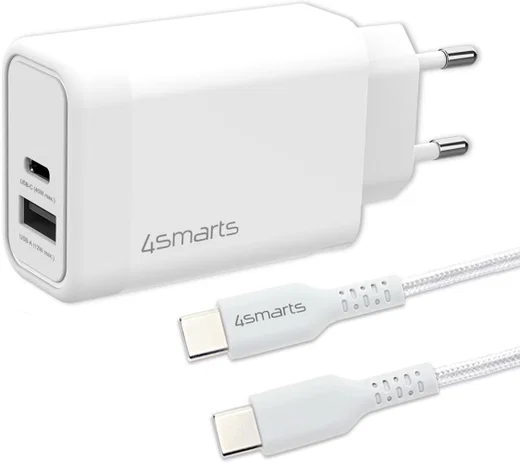 4smarts VoltPlug 45W GaN USB/USB-C Snellader met USB-C Kabel 1.8M Wit afbeelding 1