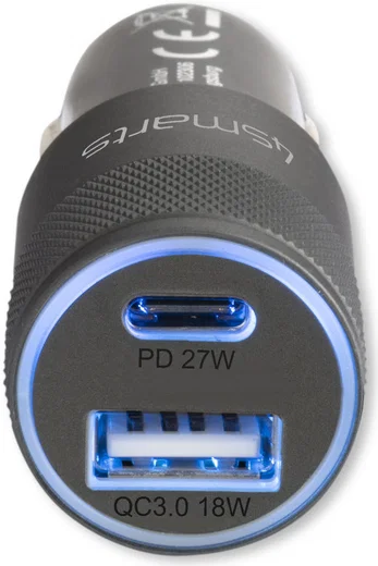 4smarts 27W Fast Charge Autolader met USB-C naar Lightning Kabel 1M afbeelding 5