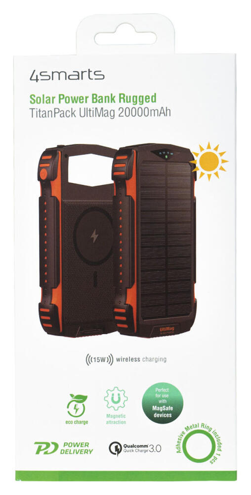 4smarts UltiMag TitanPack Solar MagSafe Powerbank 20.000 mAh Oranje afbeelding 13