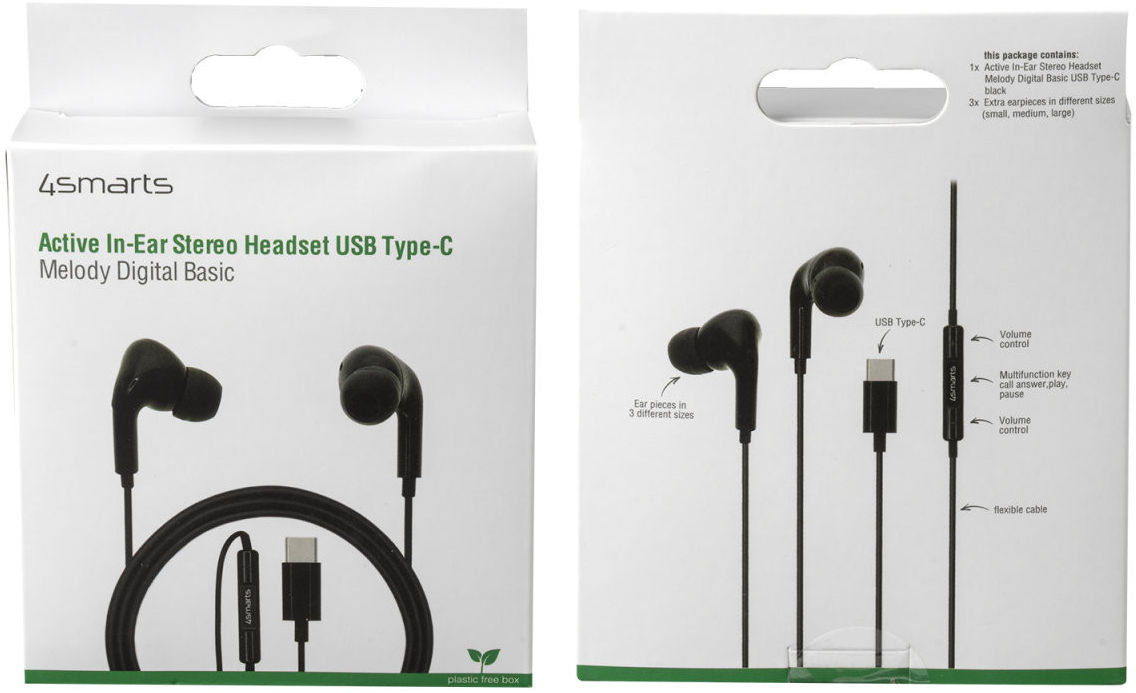 4smarts Active Bedrade Oordopjes In-Ear Stereo USB-C Headset Zwart afbeelding 4