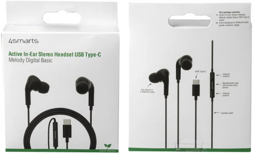 4smarts Active Bedrade Oordopjes In-Ear Stereo USB-C Headset Zwart afbeelding 4