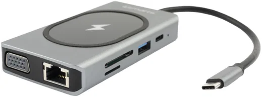 4smarts 9-in-1 USB-C Hub met Draadloze Oplader 15W Grijs afbeelding 2