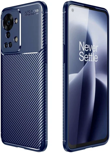 OnePlus Nord 2T Hoesje Siliconen Carbon TPU Back Cover Blauw afbeelding 4