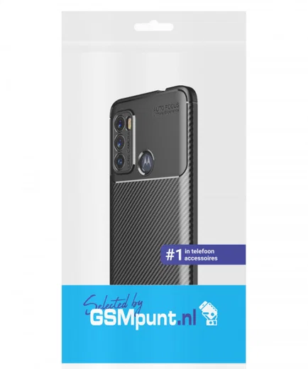 Motorola Moto G60 Hoesje Siliconen Carbon TPU Back Cover Zwart afbeelding 9