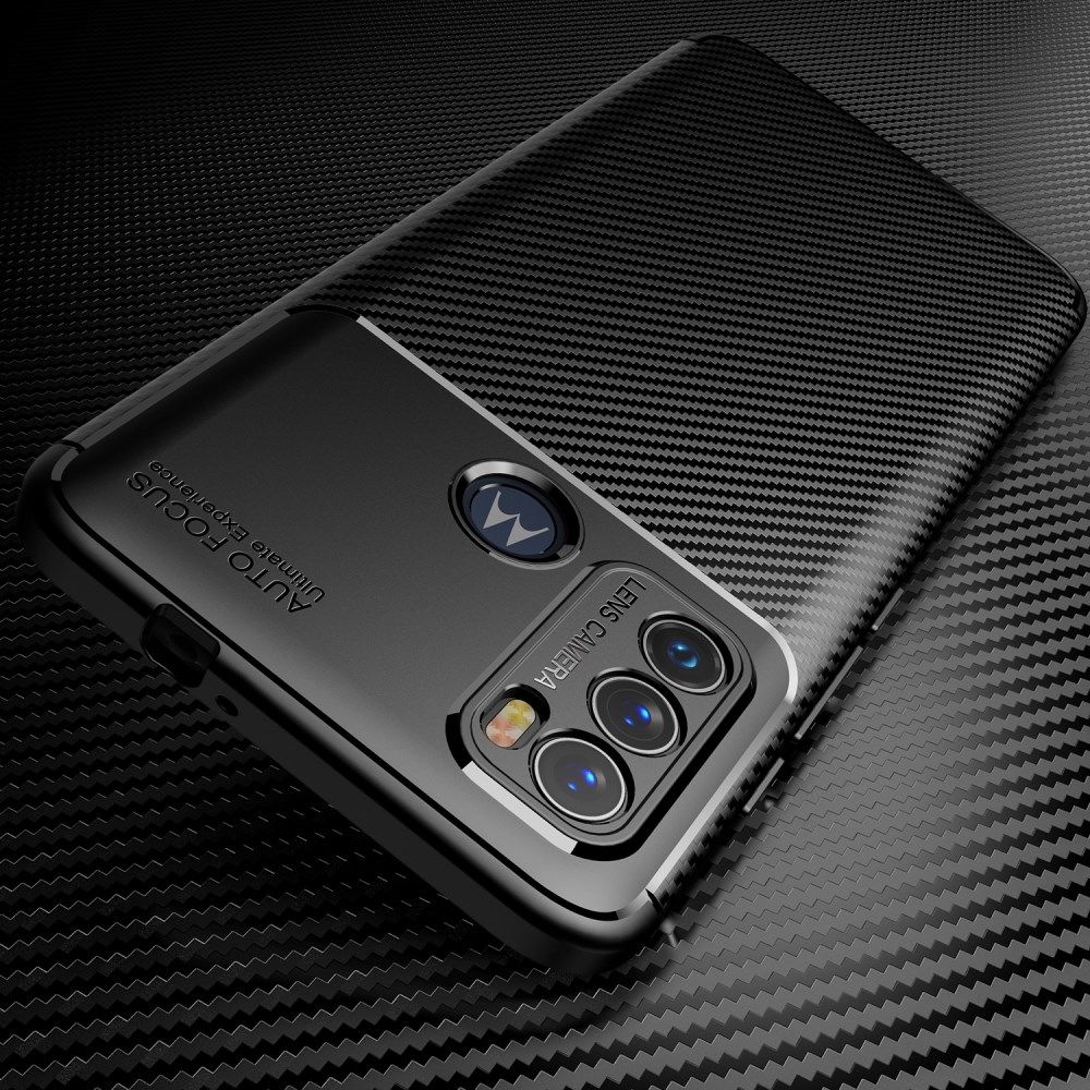Motorola Moto G60 Hoesje Siliconen Carbon TPU Back Cover Blauw afbeelding 5