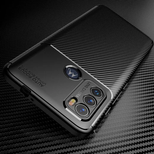 Motorola Moto G60 Hoesje Siliconen Carbon TPU Back Cover Blauw afbeelding 5