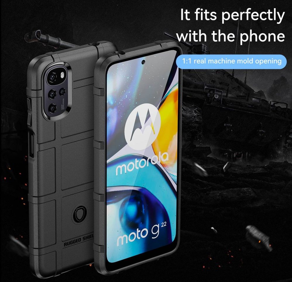 Motorola Moto E32 Hoesje Shock Proof Rugged Shield Back Cover Zwart afbeelding 6