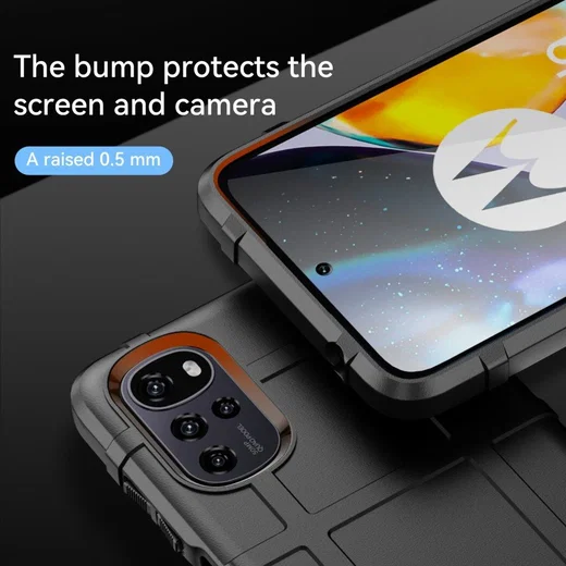 Motorola Moto E32 Hoesje Shock Proof Rugged Shield Back Cover Zwart afbeelding 4