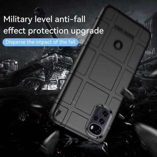 Motorola Moto E32 Hoesje Shock Proof Rugged Shield Back Cover Zwart afbeelding 3