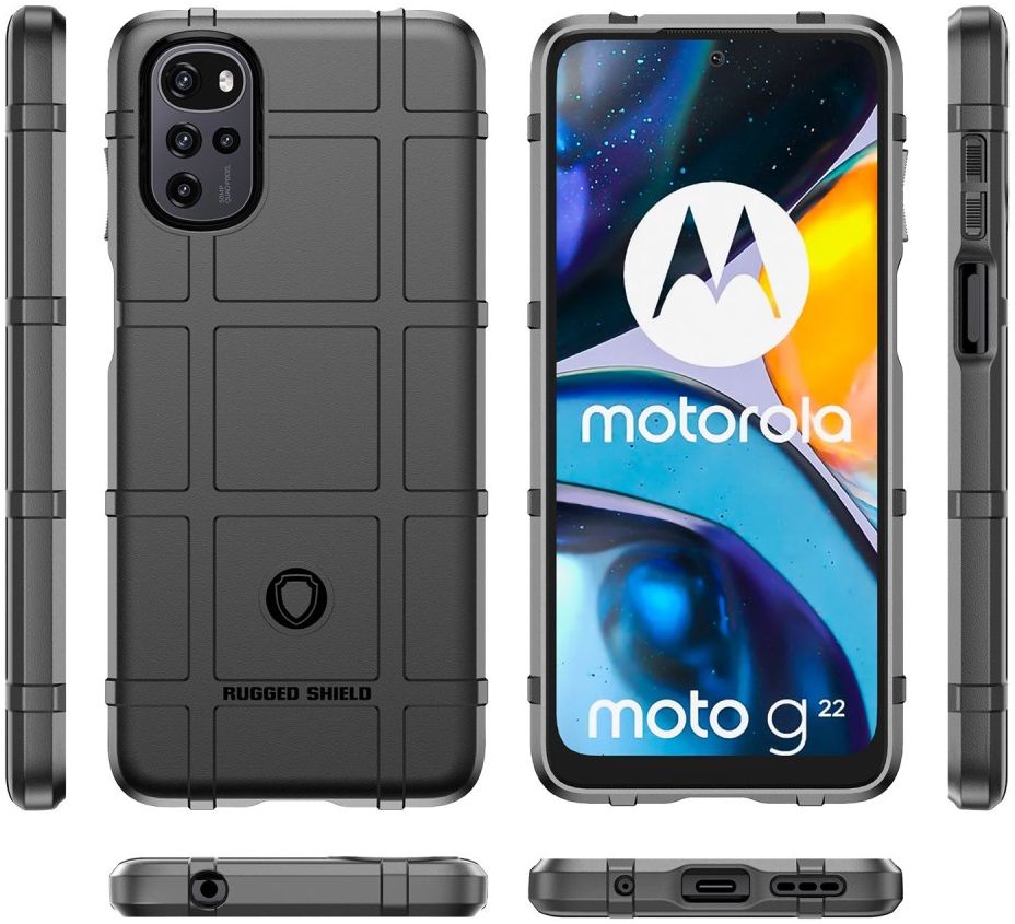 Motorola Moto E32 Hoesje Shock Proof Rugged Shield Back Cover Zwart afbeelding 9