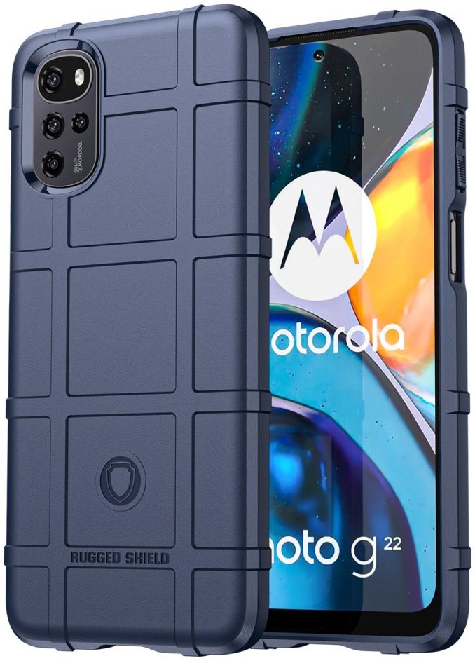 Motorola Moto E32 Hoesje Shock Proof Rugged Shield Back Cover Blauw afbeelding 1