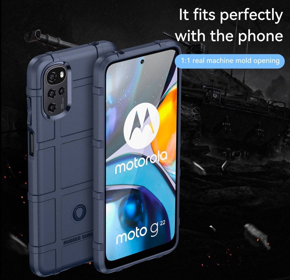 Motorola Moto E32 Hoesje Shock Proof Rugged Shield Back Cover Blauw afbeelding 6