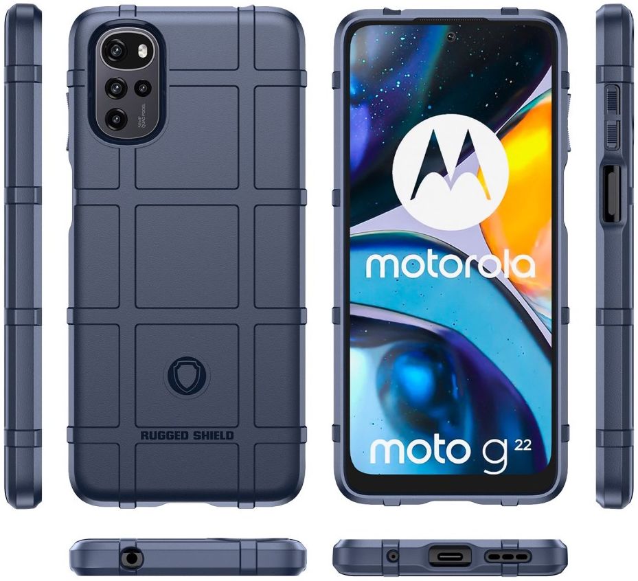 Motorola Moto E32 Hoesje Shock Proof Rugged Shield Back Cover Blauw afbeelding 9