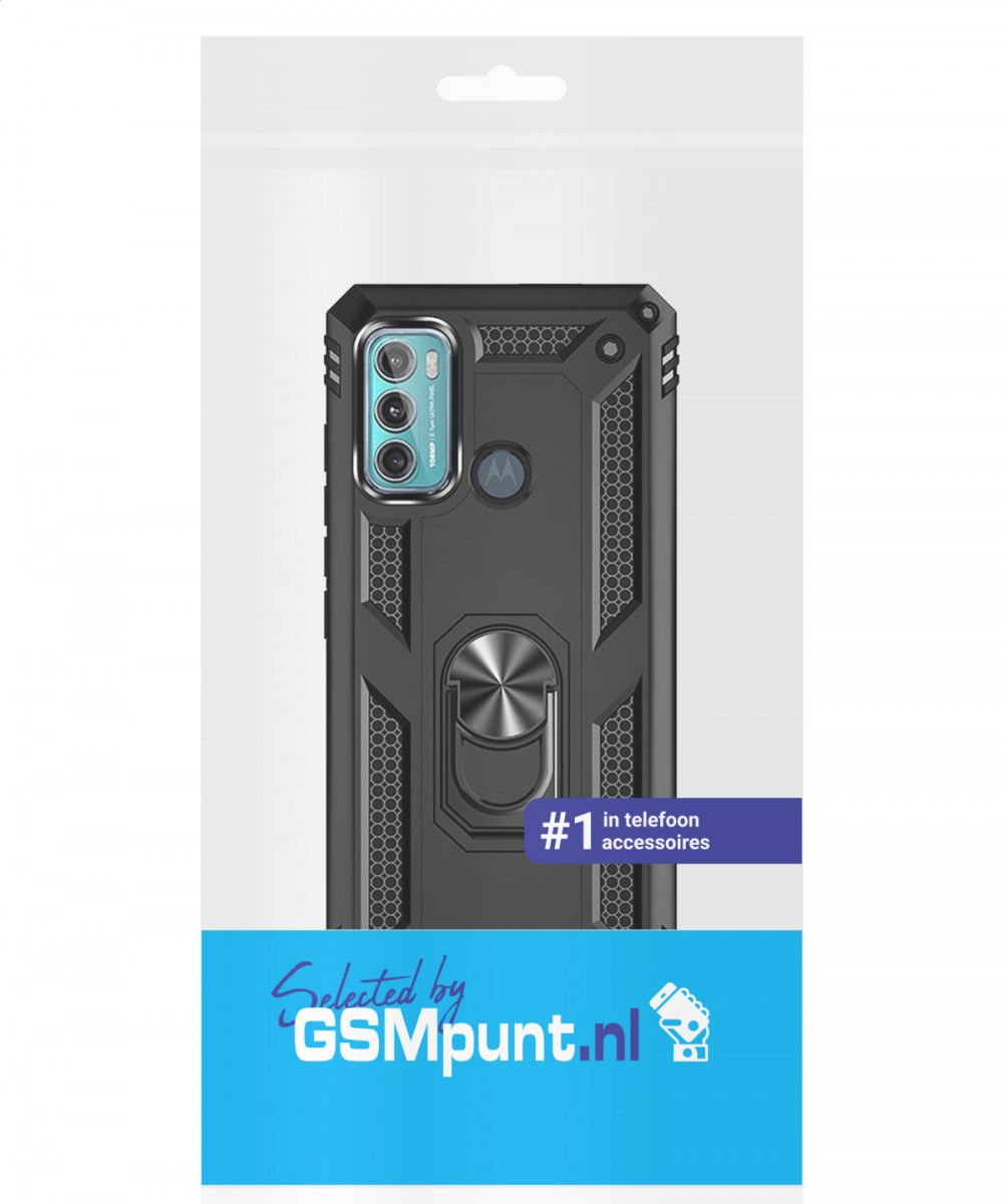 Motorola Moto G60 Hoesje Hybride Kickstand Back Cover Zwart afbeelding 9
