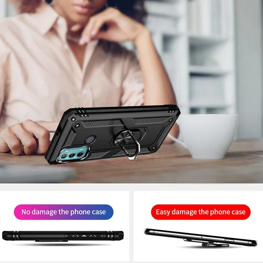 Motorola Moto G60 Hoesje Hybride Kickstand Back Cover Zwart afbeelding 6