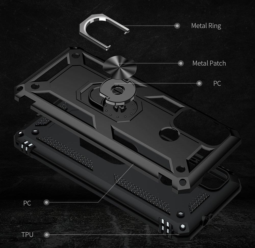 Motorola Moto G60 Hoesje Hybride Kickstand Back Cover Zwart afbeelding 8