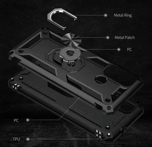 Motorola Moto G60 Hoesje Hybride Kickstand Back Cover Zwart afbeelding 8