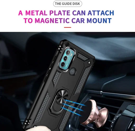 Motorola Moto G60 Hoesje Hybride Kickstand Back Cover Zwart afbeelding 4