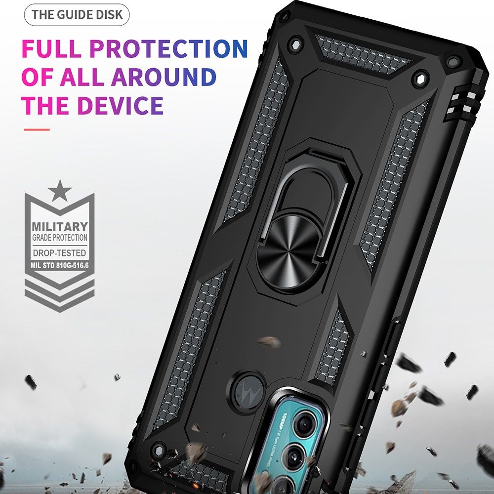 Motorola Moto G60 Hoesje Hybride Kickstand Back Cover Zwart afbeelding 5