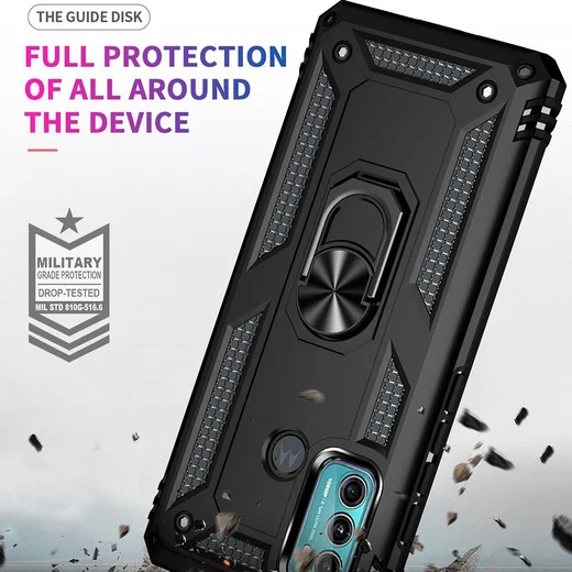 Motorola Moto G60 Hoesje Hybride Kickstand Back Cover Zwart afbeelding 5