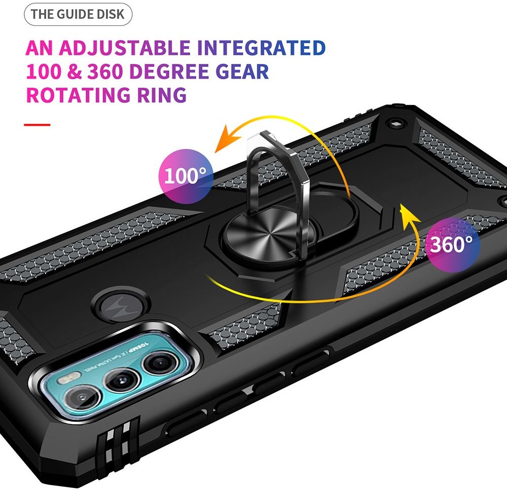 Motorola Moto G60 Hoesje Hybride Kickstand Back Cover Zwart afbeelding 7