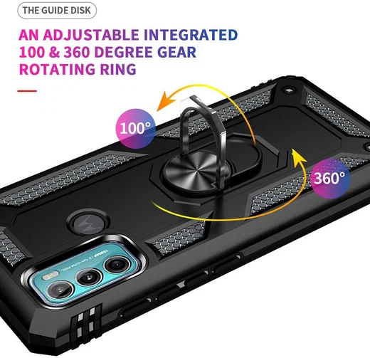 Motorola Moto G60 Hoesje Hybride Kickstand Back Cover Zwart afbeelding 7
