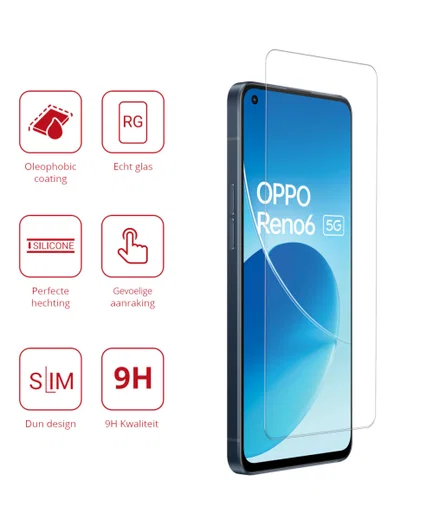 Rosso Oppo Reno 6 5G 9H Tempered Glass Screen Protector afbeelding 2