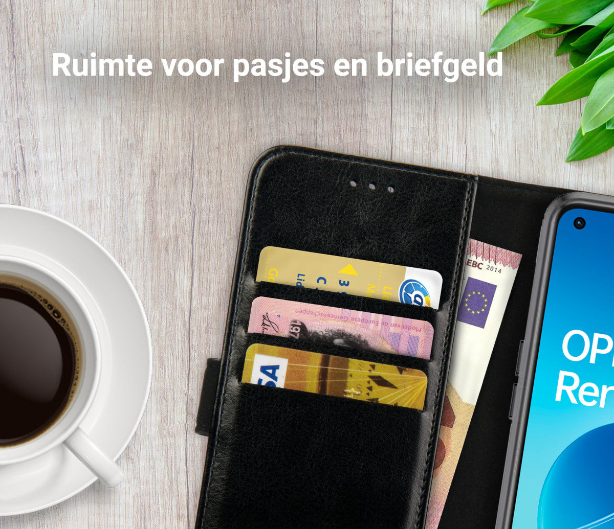 Rosso Element Oppo Reno 6 5G Hoesje Book Cover Wallet Zwart afbeelding 5