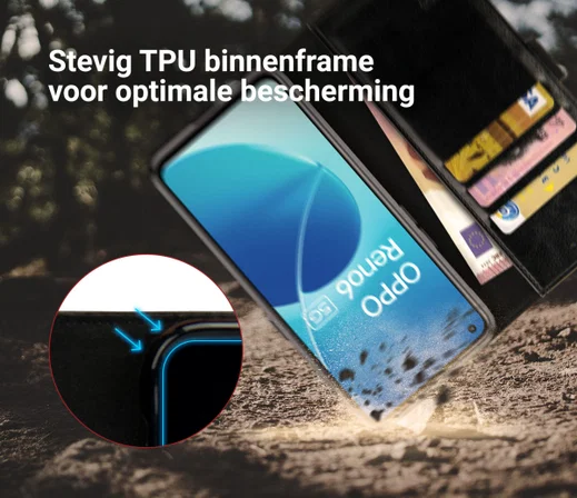 Rosso Element Oppo Reno 6 5G Hoesje Book Cover Wallet Zwart afbeelding 6