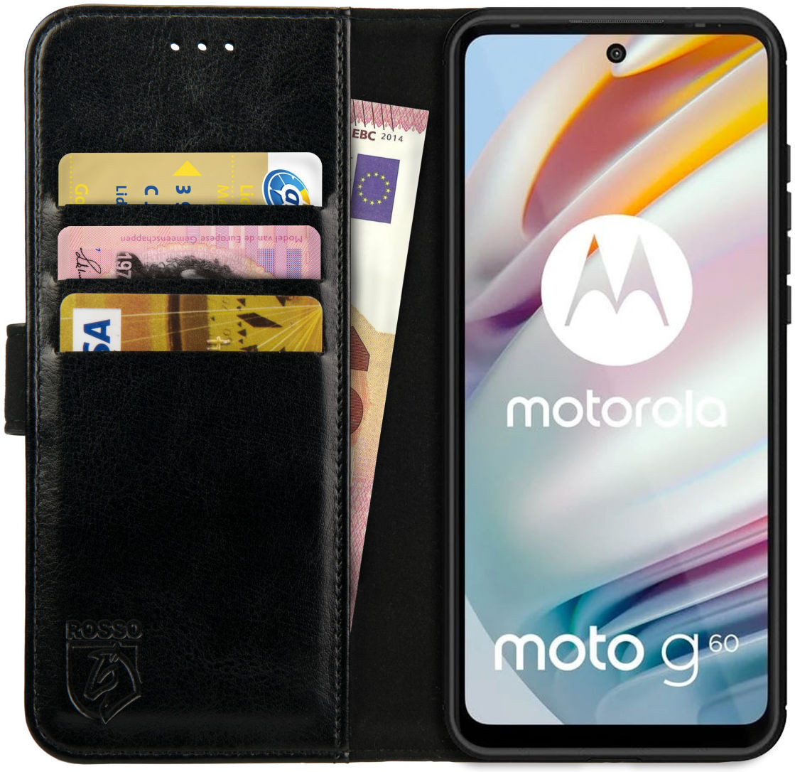 Rosso Element Motorola Moto G60 Hoesje Book Cover Zwart afbeelding 1