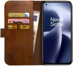 Rosso Element OnePlus Nord 2T Hoesje Book Cover Wallet Bruin afbeelding