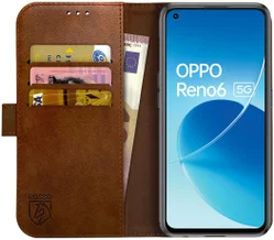 Rosso Element Oppo Reno 6 5G Hoesje Book Cover Wallet Bruin afbeelding