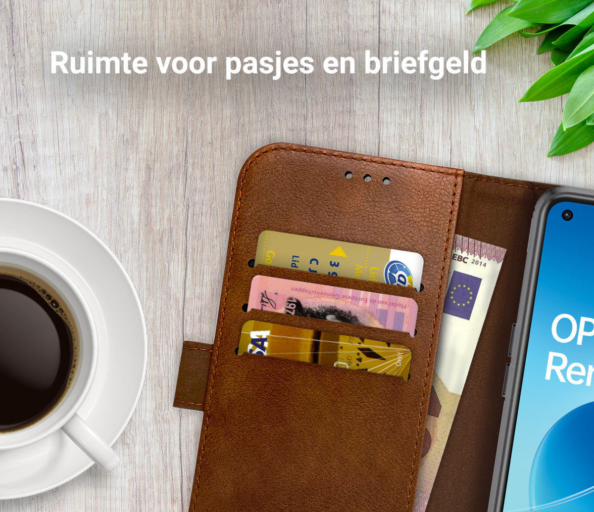 Rosso Element Oppo Reno 6 5G Hoesje Book Cover Wallet Bruin afbeelding 6