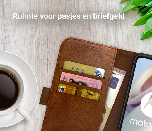 Rosso Element Motorola Moto G60 Hoesje Book Cover Wallet Bruin afbeelding 4